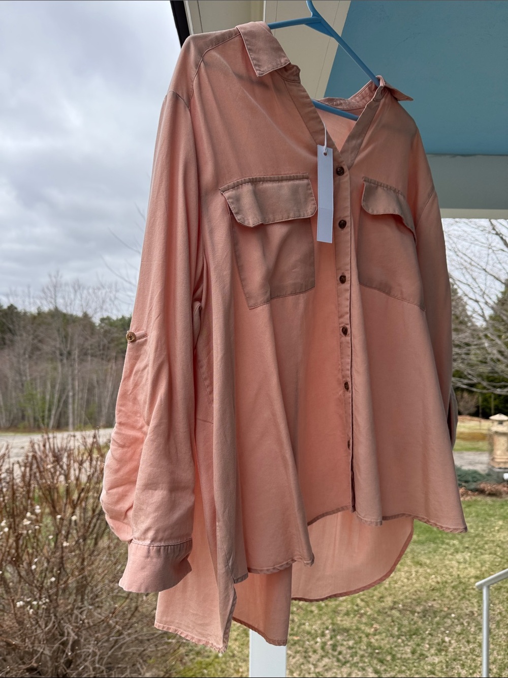 Jane and Delancey Dusty Pink Button-Front Shirt